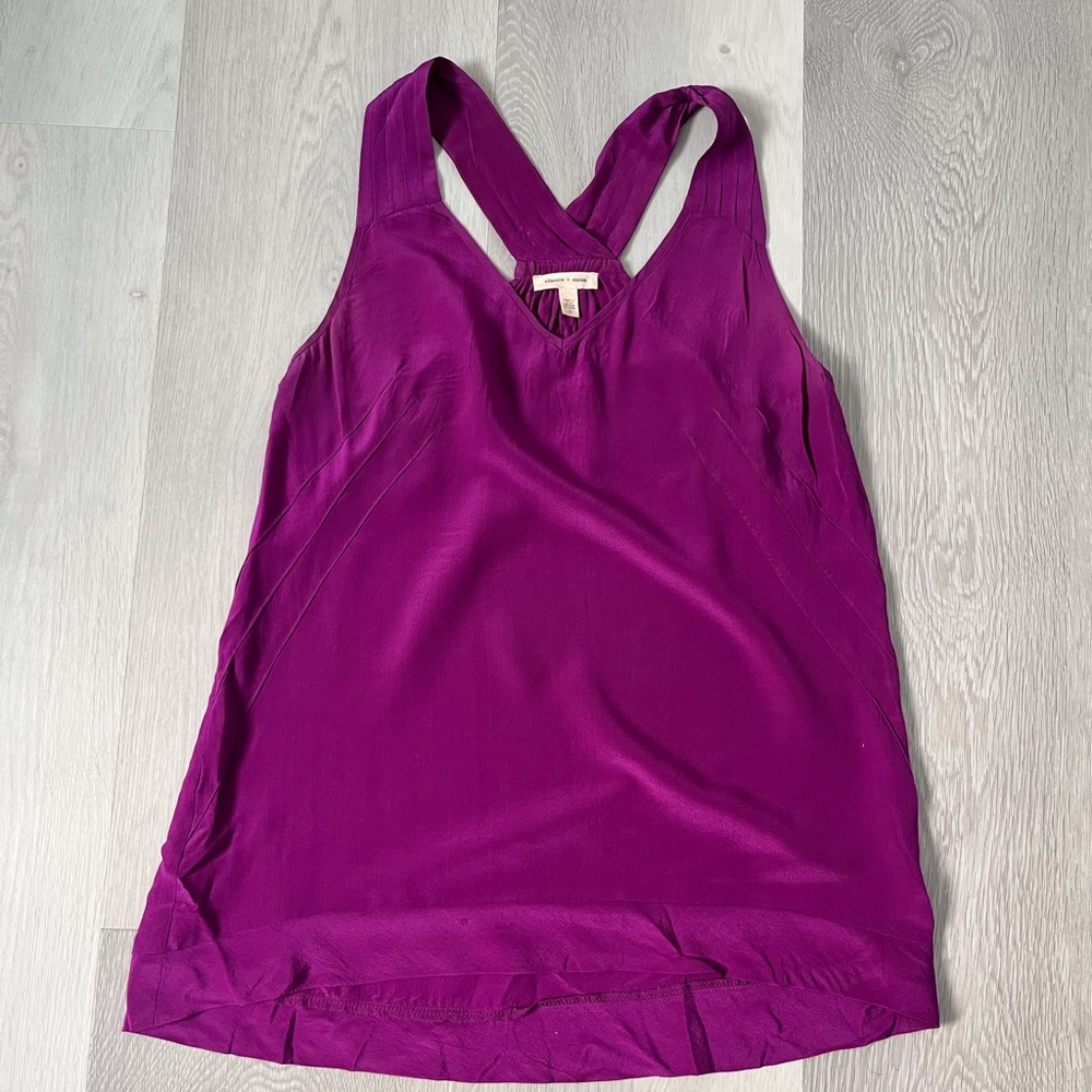 SILENCE NOISE SILK TOP MAGENTA HALTER DRAPED TOP WOMENS SMALL